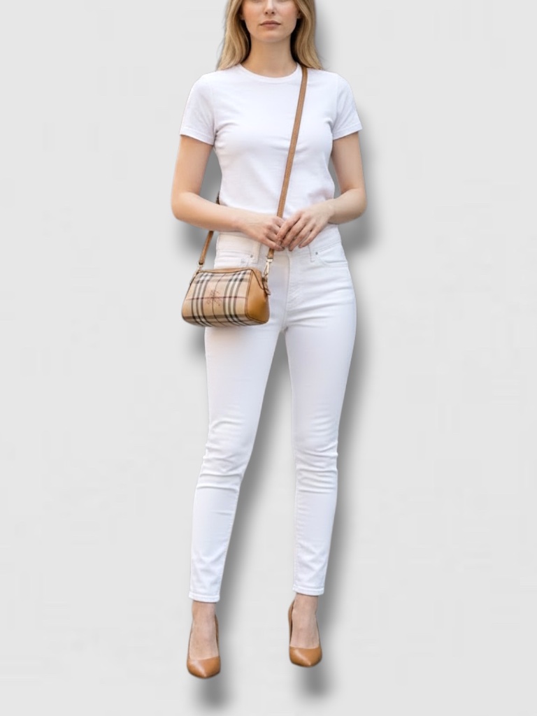 Burberry Haymarket Crossbody Coated Canvas